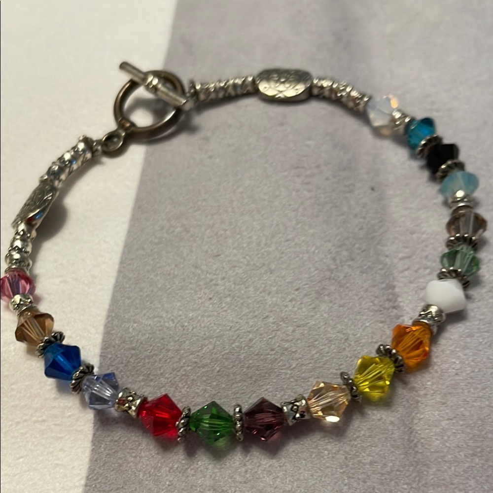 Colorful Handmade Crystal Beaded Cancer Awareness Bracelet